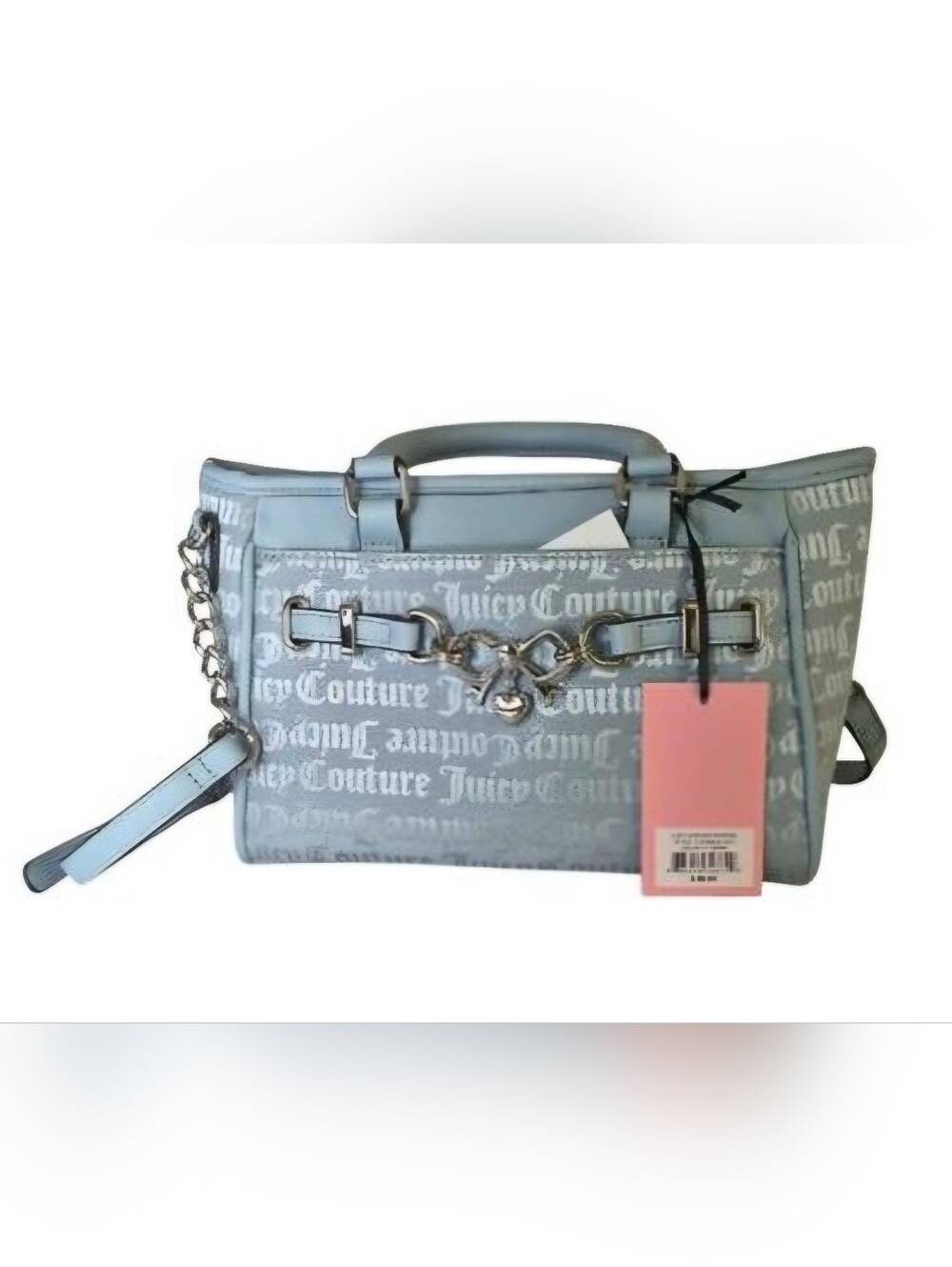 Juicy Couture Light Blue Monogram Satchel Handbag Silver Hardware Nwt